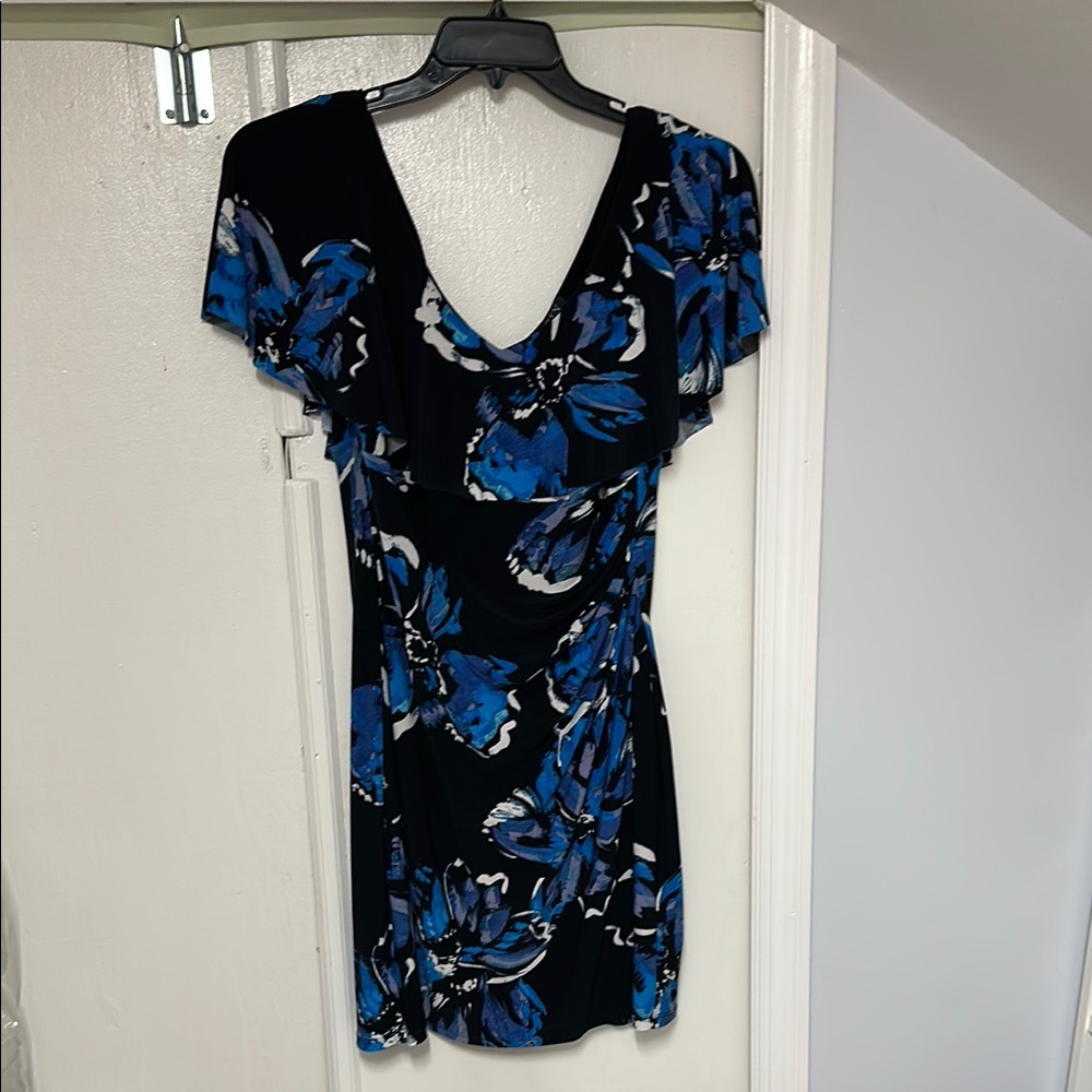 Floral Blue and Black Dress